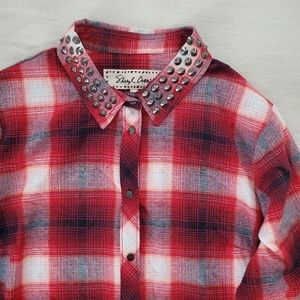 Sheryl crow studded plaid long sleeve women's shirt small